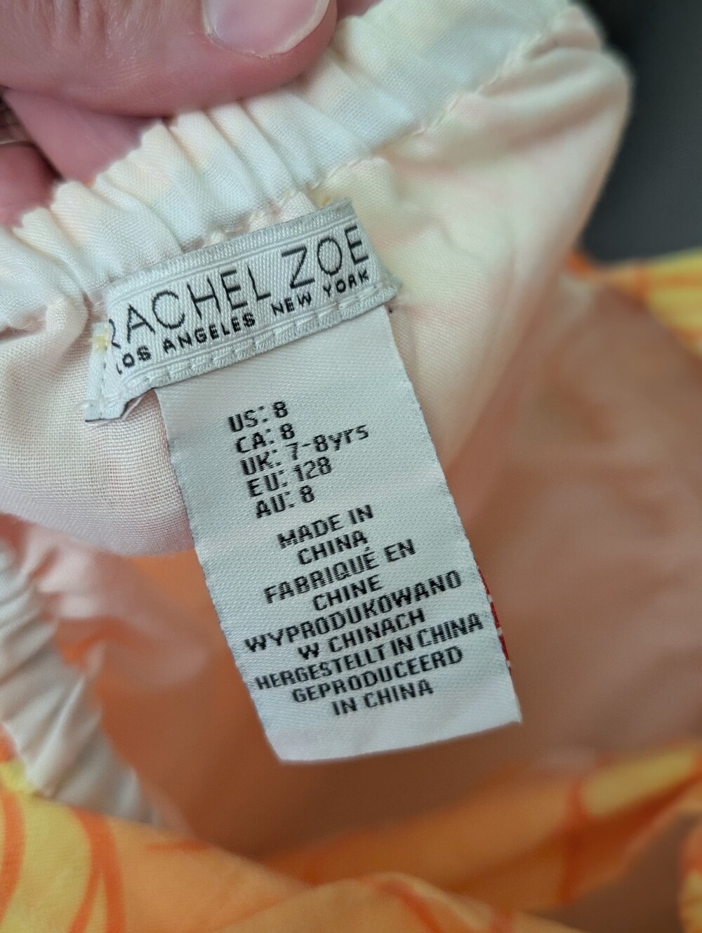 Rachel Zoe Girls Floral Maxi Dress Size 8 Orange Yellow Tie Back Smocked Ruffle - Picture 5 of 6